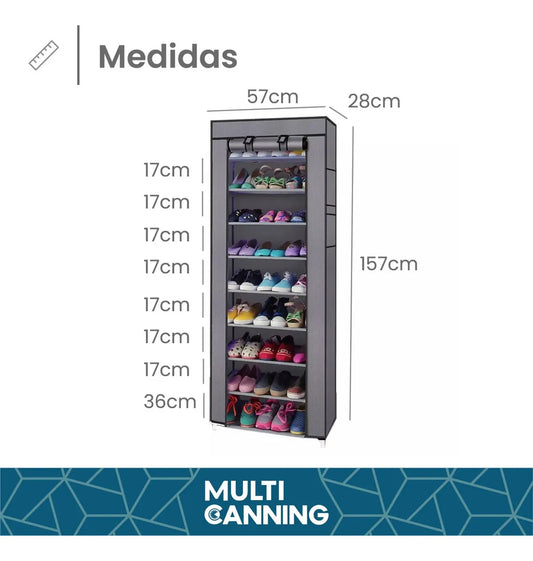 Mueble Zapatero Botinero Organizador Estantes 8 Niveles Color Gris
