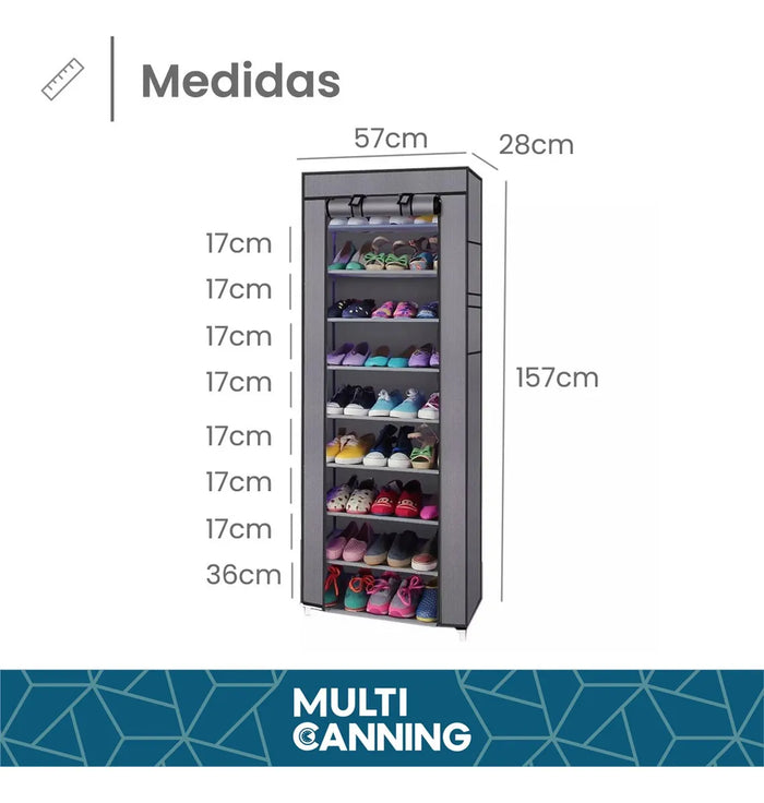 Mueble Zapatero Botinero Organizador Estantes 8 Niveles Color Gris