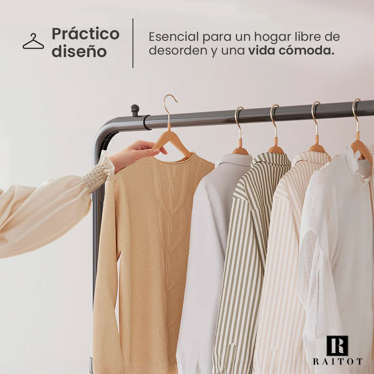 Perchero movil barral simple metalico exhibidor resistente