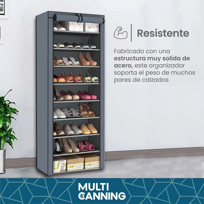 Mueble Zapatero Botinero Organizador Estantes 8 Niveles Color Gris